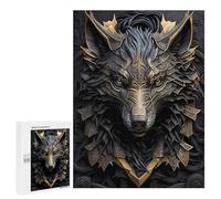 500 PCS Puzzles Elegant Golden Wolf Art Puzzles pour Adultes Jeux Amusants Décoration Parfaite Cadeaux Uniques pour Anniversaire Et Noël 500 PCS