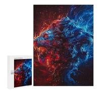 500 PCS Puzzles Fire & Ice Lion Artwork -1 Puzzles pour Adultes Améliorent La Mémoire Défi Éducatif Jouets Jeux Éducatifs 500 PCS