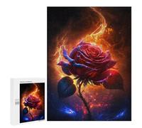 500 PCS Puzzles Flaming Rose Wall Art Print Puzzles pour Adolescents : Amusants Et Humoristiques ! Chaque Pièce Est Unique - Jouets Éducatifs