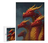 500 PCS Puzzles Four-Headed Fire Dragon Fantasy Artwork Puzzles pour Adultes Améliorent La Mémoire Défi Éducatif Jouets Jeux Éducatifs 500 PCS