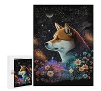 500 PCS Puzzles Galactic Fox with Flowers Puzzles pour Adolescents : Amusants Et Humoristiques ! Chaque Pièce Est Unique - Jouets Éducatifs