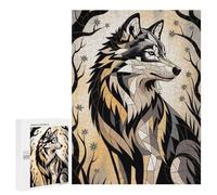 500 PCS Puzzles Gilded Mosaic - Turquoise Wolf of Celestial Majesty Puzzles pour Adolescents Découpe De Précision Activités Amusantes À La Maison Jeu Stimulant Et Jeux en Famille 500 PCS