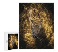 500 PCS Puzzles Leopard in Golden Water Puzzles pour Adolescents : Amusants Et Humoristiques ! Chaque Pièce Est Unique - Jouets Éducatifs