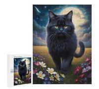 500 PCS Puzzles Moonlit Black Cat Garden Puzzles pour Adolescents Découpe De Précision Activités Amusantes À La Maison Jeu Stimulant Et Jeux en Famille 500 PCS