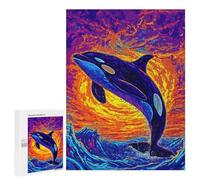 500 PCS Puzzles Orca Breaching Vibrant Ocean Art Puzzles pour Adolescents Découpe De Précision Activités Amusantes À La Maison Jeu Stimulant Et Jeux en Famille 500 PCS