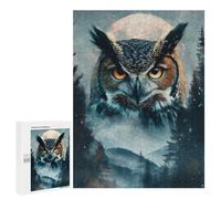 500 PCS Puzzles Owl in Forest Under Moonlight Puzzles pour Adultes Jeux Amusants Décoration Parfaite Cadeaux Uniques pour Anniversaire Et Noël 500 PCS