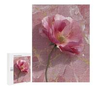 500 PCS Puzzles Pink Poppy on Marble Background Puzzles pour Adolescents : Amusants Et Humoristiques ! Chaque Pièce Est Unique - Jouets Éducatifs