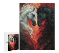 500 PCS Puzzles pour Adolescentes Black & White Horse Art Print Puzzle pour Adolescentes - Défi Difficile - Défi Éducatif - Amusement en Famille Et Soirée Jeux 500 PCS