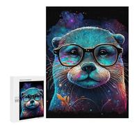 500 PCS Puzzles pour Adolescentes Colorful Otter with Glasses-2 Puzzle pour Adolescentes - Défi Difficile - Défi Éducatif - Amusement en Famille Et Soirée Jeux 500 PCS