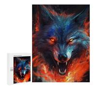 500 PCS Puzzles pour Adolescentes Fiery Wolf Art Print Puzzle pour Adolescentes - Défi Difficile - Défi Éducatif - Amusement en Famille Et Soirée Jeux 500 PCS