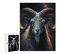 500 PCS Puzzles pour Adolescentes Golden Horned Ram Portrait Puzzle pour Adolescentes - Défi Difficile - Défi Éducatif - Amusement en Famille Et Soirée Jeux 500 PCS
