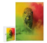 500 PCS Puzzles pour Adolescentes Leopard in Colorful Smoke Puzzle pour Adolescentes - Défi Difficile - Défi Éducatif - Amusement en Famille Et Soirée Jeux 500 PCS