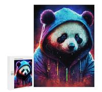 500 PCS Puzzles pour Adolescentes Neon Panda Hoodie Art Print Puzzle pour Adolescentes - Défi Difficile - Défi Éducatif - Amusement en Famille Et Soirée Jeux 500 PCS