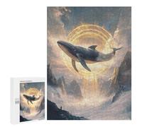 500 PCS Puzzles pour Adolescentes Whale in Sky with Glowing Circle Puzzle pour Adolescentes - Défi Difficile - Défi Éducatif - Amusement en Famille Et Soirée Jeux 500 PCS