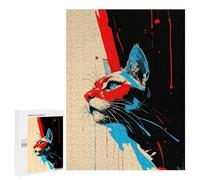 500 PCS Puzzles pour Adolescents Abstract Cat Portrait with Bold Colors Puzzle, Jouet, Décoration Murale, Difficile, Original, Cadeaux d'anniversaire Et De Noël 500 PCS