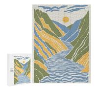 500 PCS Puzzles pour Adolescents Abstract Mountain River Landscape Illustration Puzzle pour Adultes - Jeu Manuel - Défi Difficile - Idéal comme Cadeau 500 PCS