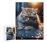 500 PCS Puzzles pour Adolescents Angry Cat Kitty in Water Puzzle, Jouet, Décoration Murale, Difficile, Original, Cadeaux d'anniversaire Et De Noël 500 PCS