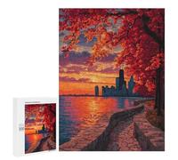 500 PCS Puzzles pour Adolescents Autumn Sunset in City Puzzles pour Adultes Assemblage De Motifs Stimule Le Cerveau Jeux Et Jouets Stimulants 500 PCS