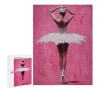 500 PCS Puzzles pour Adolescents Ballet Dancer in Pink Expressive Ballerina Painting Puzzles pour Adultes Jeux Relaxants Assemblage De Motifs Interaction Parent-Enfant 500 PCS