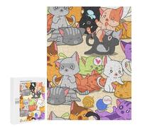 500 PCS Puzzles pour Adolescents Black Cats Cute Rainbow Casse-têtes pour Adultes, Jeux De Réflexion, Analyse Et Logique, Cadeaux De Noël Et d'anniversaire 500 PCS