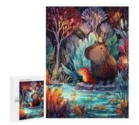 500 PCS Puzzles pour Adolescents Capybara and Axolotl in Rainy Forest Puzzles pour Adultes Jeux Relaxants Assemblage De Motifs Interaction Parent-Enfant 500 PCS
