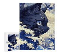 500 PCS Puzzles pour Adolescents Cat in Wave Puzzles pour Adultes Et Familles : Les Jeux Améliorent La Mémoire Et Stimulent Le Cerveau