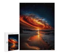 500 PCS Puzzles pour Adolescents Celestial Firestorm at Sunset - Cosmic Galaxy Over Ocean Puzzle pour Adultes : Jeu De Rapidité Manuelle pour Anniversaire, Noël 500 PCS