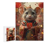 500 PCS Puzzles pour Adolescents Chinese New Year Mouse Greeting Card Puzzles pour Adultes Assemblage De Motifs Stimule Le Cerveau Jeux Et Jouets Stimulants 500 PCS