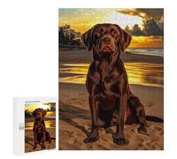 500 PCS Puzzles pour Adolescents Chocolate Labrador at Sunset Casse-têtes pour Adultes, Jeux De Réflexion, Analyse Et Logique, Cadeaux De Noël Et d'anniversaire 500 PCS
