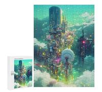 500 PCS Puzzles pour Adolescents Cloud Cityscape Futuristic Skyline Jeux De Puzzle Relaxants, Amusants Et Humoristiques : des Cadeaux d'anniversaire Et De Noël Uniques 500 PCS