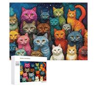 500 PCS Puzzles pour Adolescents Colorful Cats Collection Puzzles pour Adultes Jouets Anti-Stress Défi Difficile Cadeaux Et Anniversaires Uniques 500 PCS