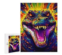 500 PCS Puzzles pour Adolescents Colorful Crocodile Artwork Puzzles pour Adultes Jouets Anti-Stress Défi Difficile Cadeaux Et Anniversaires Uniques 500 PCS
