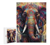 500 PCS Puzzles pour Adolescents Colorful Elephant Artwork-26 Jeux De Puzzle Relaxants, Amusants Et Humoristiques : des Cadeaux d'anniversaire Et De Noël Uniques 500 PCS