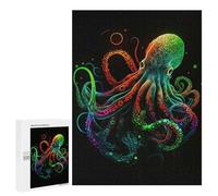 500 PCS Puzzles pour Adolescents Colorful Neon Octopus Puzzle pour Adultes : Jeu De Rapidité Manuelle pour Anniversaire, Noël 500 PCS