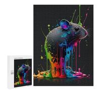 500 PCS Puzzles pour Adolescents Colorful Paint Dripping Rat Art Puzzles pour Adultes Assemblage De Motifs Stimule Le Cerveau Jeux Et Jouets Stimulants 500 PCS