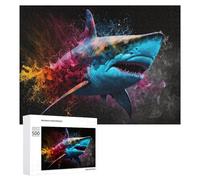 500 PCS Puzzles pour Adolescents Colorful Shark Splash Artwork -2 Puzzles pour Adultes, Jeu Familial D'analyse Et De Logique, Cadeaux Anti-Stress 500 PCS