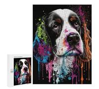 500 PCS Puzzles pour Adolescents Colorful Splash Dog Art Print -1 Puzzles pour Adultes - Jeu Difficile Et Stimulant À Compléter - Jouets De Jeu Stimulants 500 PCS