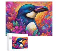 500 PCS Puzzles pour Adolescents Colorful Toucan Amidst Flowers Jeux De Puzzle Relaxants, Amusants Et Humoristiques : des Cadeaux d'anniversaire Et De Noël Uniques 500 PCS