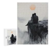 500 PCS Puzzles pour Adolescents Couple on Clifftop with Serene Sunset Glow Puzzle, Jouet, Décoration Murale, Difficile, Original, Cadeaux d'anniversaire Et De Noël 500 PCS