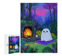 500 PCS Puzzles pour Adolescents Cozy Ghost by The Fireplace Puzzle pour Adultes : Jeu De Rapidité Manuelle pour Anniversaire, Noël 500 PCS