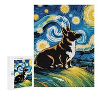 500 PCS Puzzles pour Adolescents Cute Corgi at Night Puzzle pour Adultes - Jeu Manuel - Défi Difficile - Idéal comme Cadeau 500 PCS