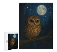 500 PCS Puzzles pour Adolescents Cute Owl Under Moonlight Puzzle pour Adultes : Jeu De Rapidité Manuelle pour Anniversaire, Noël 500 PCS