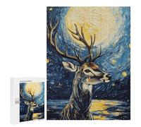 500 PCS Puzzles pour Adolescents Deer Under Starry Night Puzzles pour Adultes Jeux Relaxants Assemblage De Motifs Interaction Parent-Enfant 500 PCS