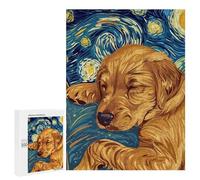 500 PCS Puzzles pour Adolescents Dog Sleeping in Starry Night Style Puzzle pour Adultes : Jeu De Rapidité Manuelle pour Anniversaire, Noël 500 PCS