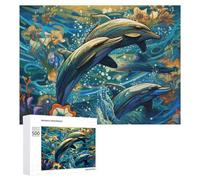 500 PCS Puzzles pour Adolescents Dolphins in A Colorful Ocean -1 Puzzles pour Adultes, Jeu Familial D'analyse Et De Logique, Cadeaux Anti-Stress 500 PCS