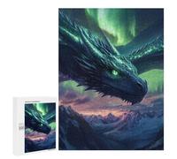 500 PCS Puzzles pour Adolescents Dragon in Northern Lights Puzzles pour Adultes Jeux Relaxants Assemblage De Motifs Interaction Parent-Enfant 500 PCS