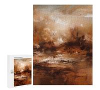 500 PCS Puzzles pour Adolescents Earthbound Horizons - Abstract Expressionist Landscape in Warm Brown and Beige Puzzle pour Adultes : Jeu De Rapidité Manuelle pour Anniversaire, Noël 500 PCS