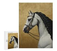 500 PCS Puzzles pour Adolescents Elegant White Horse Portrait Puzzles pour Adultes Assemblage De Motifs Stimule Le Cerveau Jeux Et Jouets Stimulants 500 PCS