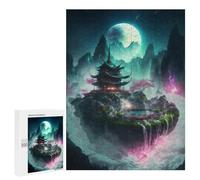 500 PCS Puzzles pour Adolescents Fantasy Floating Island with Pagoda Puzzles pour Adultes - Jeu Difficile Et Stimulant À Compléter - Jouets De Jeu Stimulants 500 PCS