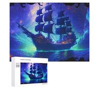 500 PCS Puzzles pour Adolescents Fantasy Sailing Ship in Mystic Waters Jeux De Puzzle Relaxants, Amusants Et Humoristiques : des Cadeaux d'anniversaire Et De Noël Uniques 500 PCS